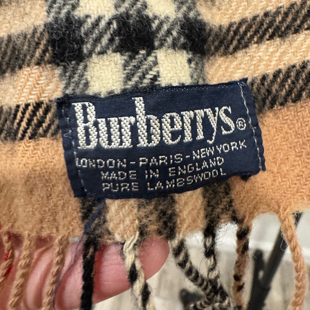Burberry Tan and Red Check Scarf - Picture 7 of 7